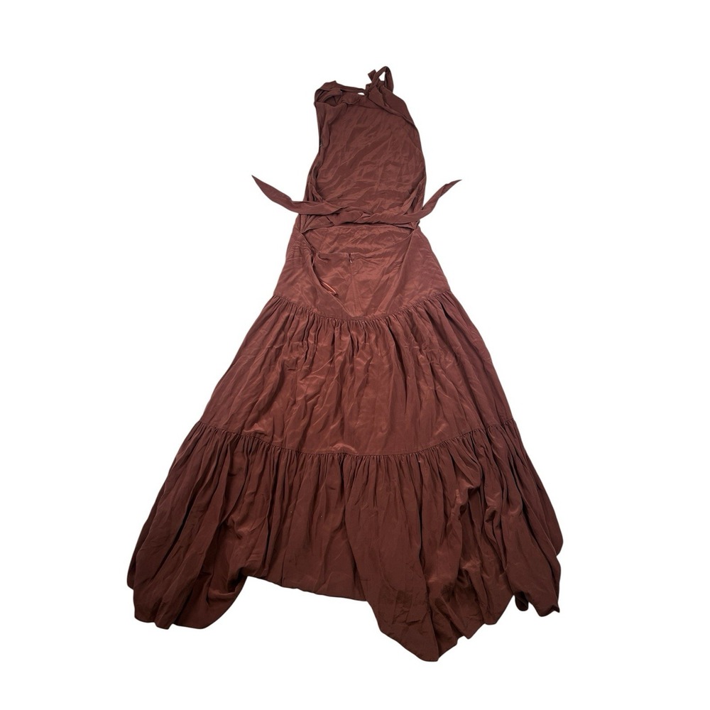NWT Banana Republic Matte Silk Halter Maxi‎ Dress In Deep Brick Size 12 - Picture 3 of 11